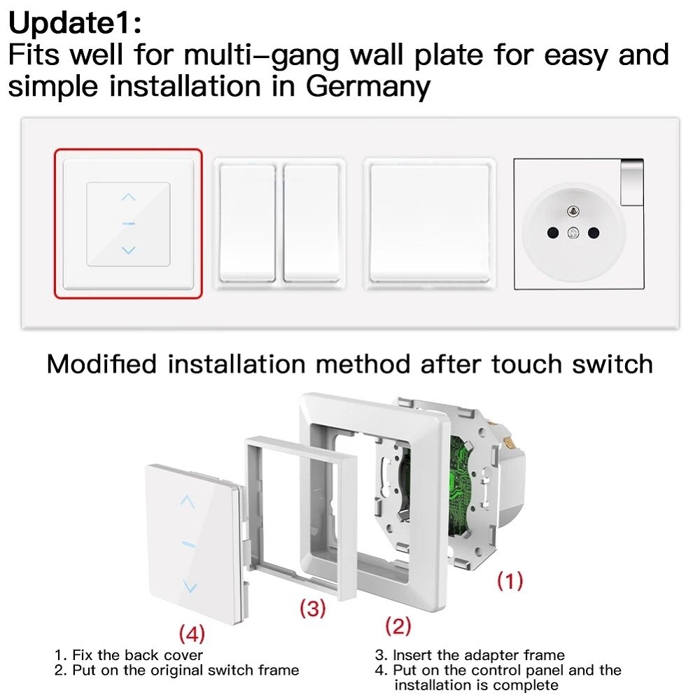 MoesHouse Tuya Smart Life WiFi Smart Curtain Switch Touch Design for Motorized Curtains and Roller Blinds Works with Alexa Google - White - Image 2