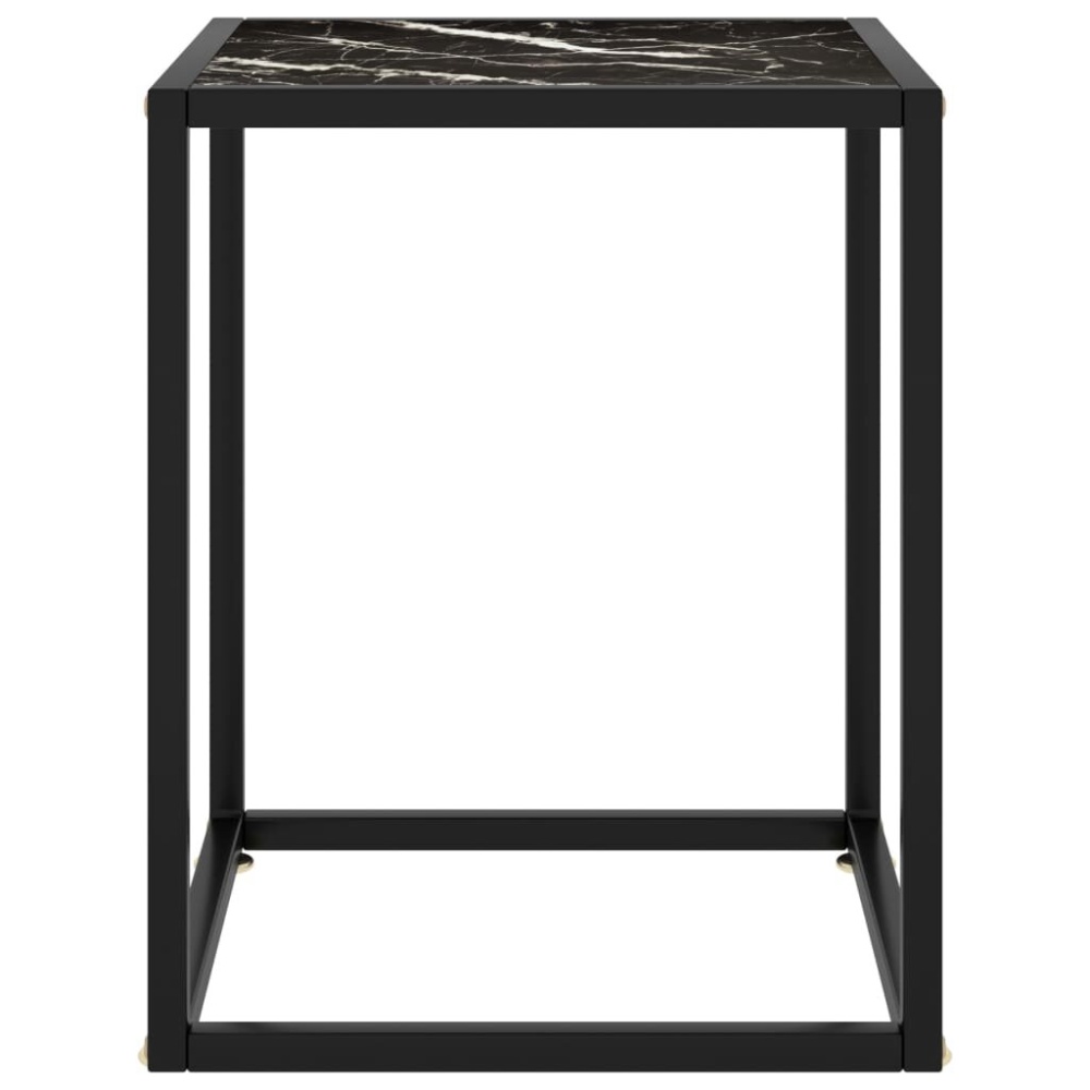 Tea Table Black with Black Marble Glass 15.7"x15.7"x19.7" - Image 2