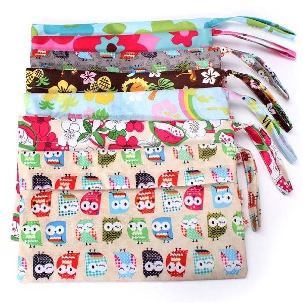 Baby Portable Waterproof Wet Dry Bag Cloth Diaper Reusable Nappy Zip Pocket - Coffee Forest - Image 2