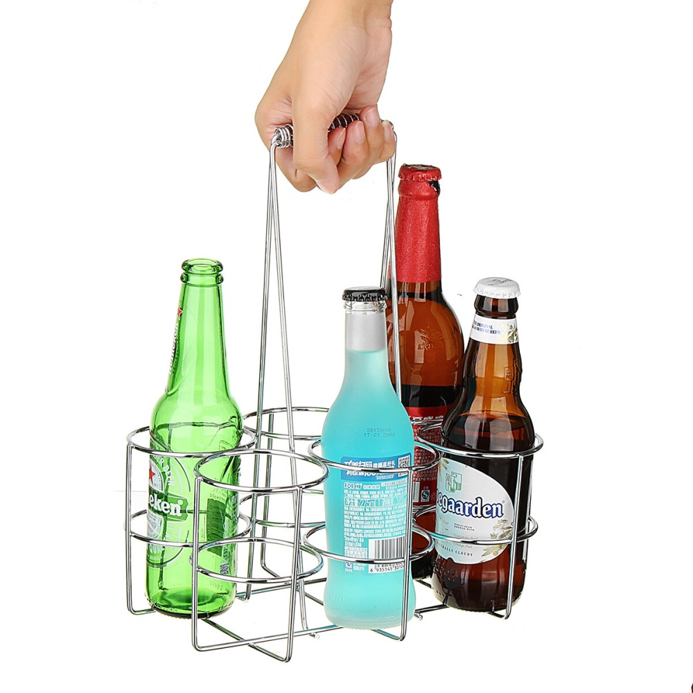 6 Bottles Metal WineLiquor Cabinet Storage Rack Stand Holder Bar Kitchen Display Decor - L - Image 2