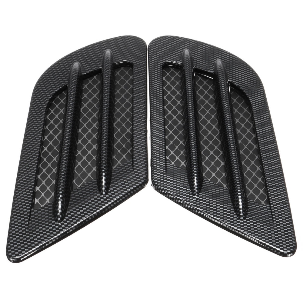 2Pcs Universal Car Bonnet Engine Cover Carbon Fiber Air Intake Flow Side Fender Vent Hood Scoop Sticker - Image 2