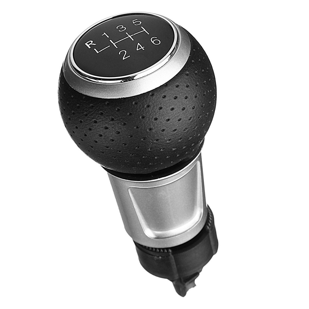 6 Speed Gear Shift Knob PU Leather For Audi A4 S4 B8 8K S-Line 2007-2015 - Red - Image 2