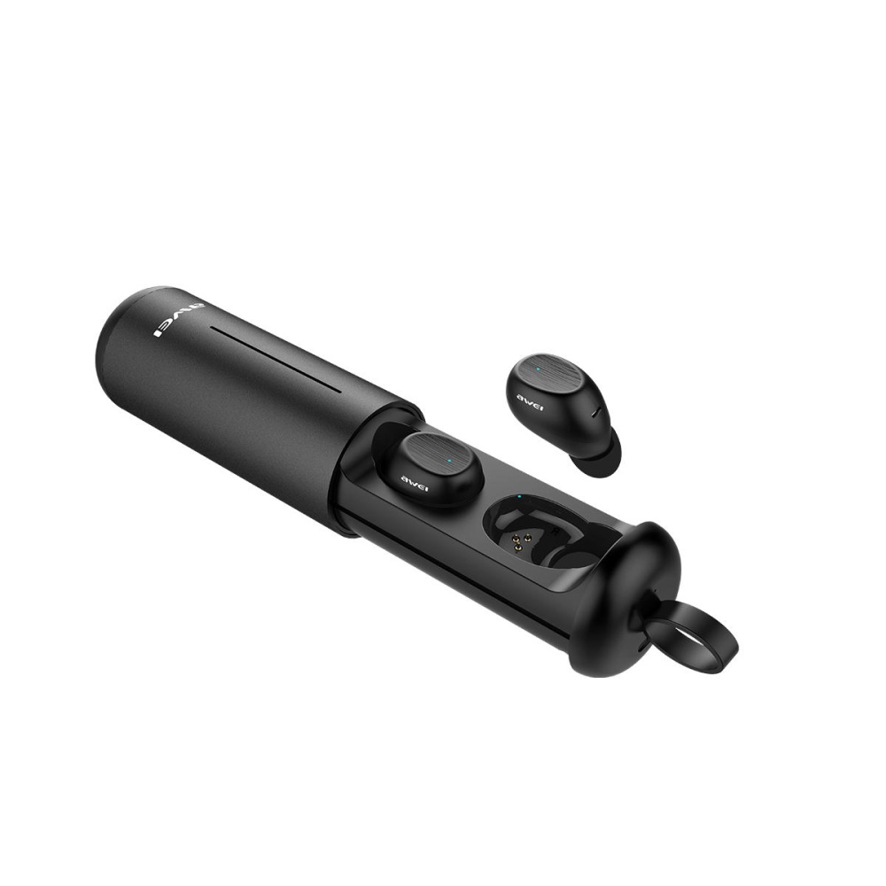AWEI T55 TWS bluetooth 5.0 sport ecouteurs sans fil casque de jeu mains libres avec etui de charge pour iPhone - Noir