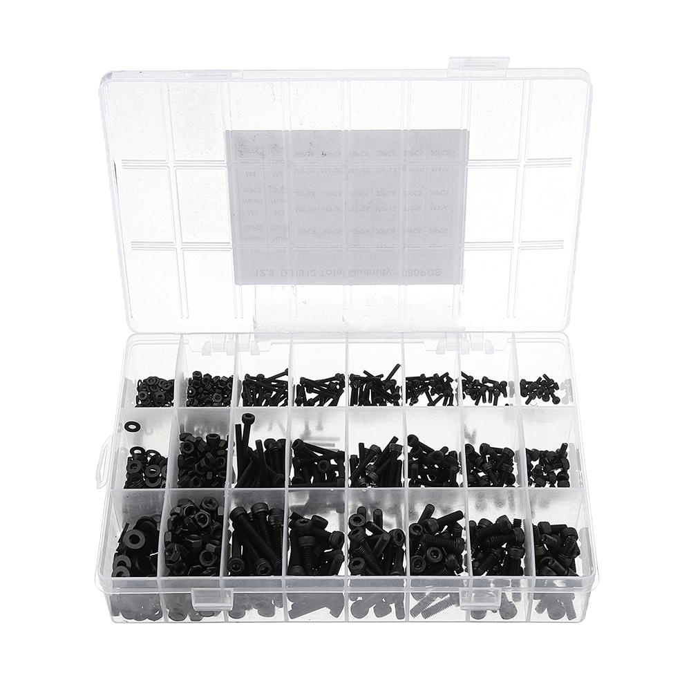 Suleve MXCH8 1080Pcs M2 M3 M4 Hex Socket Cap Head Screw Carbon Steel 12.9 Grade Bolt Nut Assortment Kit 4-30mm - Image 2