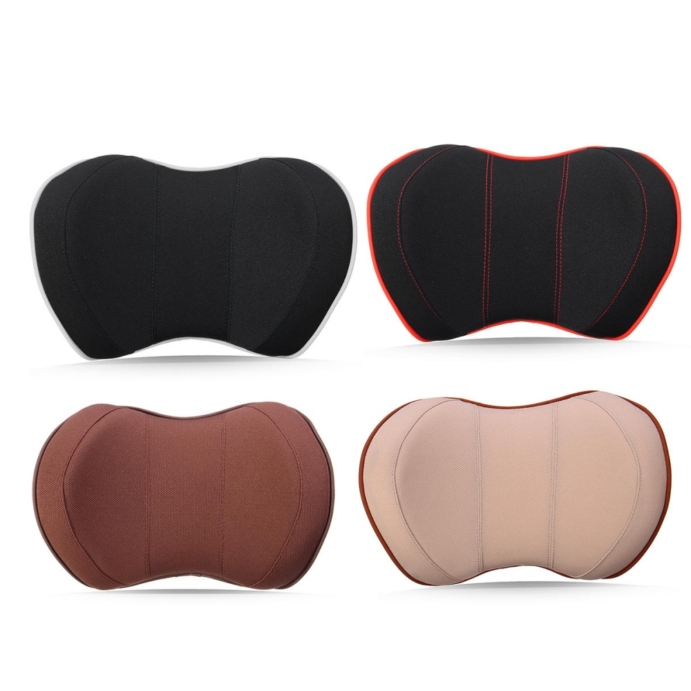 Space Memory Cotton Car Headrest U Shaped Functional Neck Pillow Auto Head Pillow Cushion Travel Pillow - Black & Red - Image 2