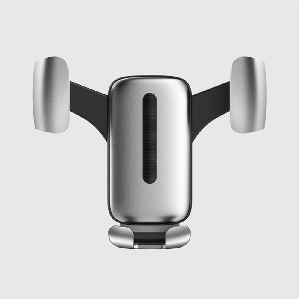 Car Gravity Air Vent Phone Holder 360° Rotation Metal Bracket Universal for iPhone XS XR X - Silver