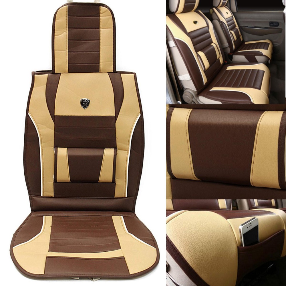 1Pcs PU Leather Car Front Seat Cover Support Cushion Pad Full Surround 7-Seat Universal - Image 2