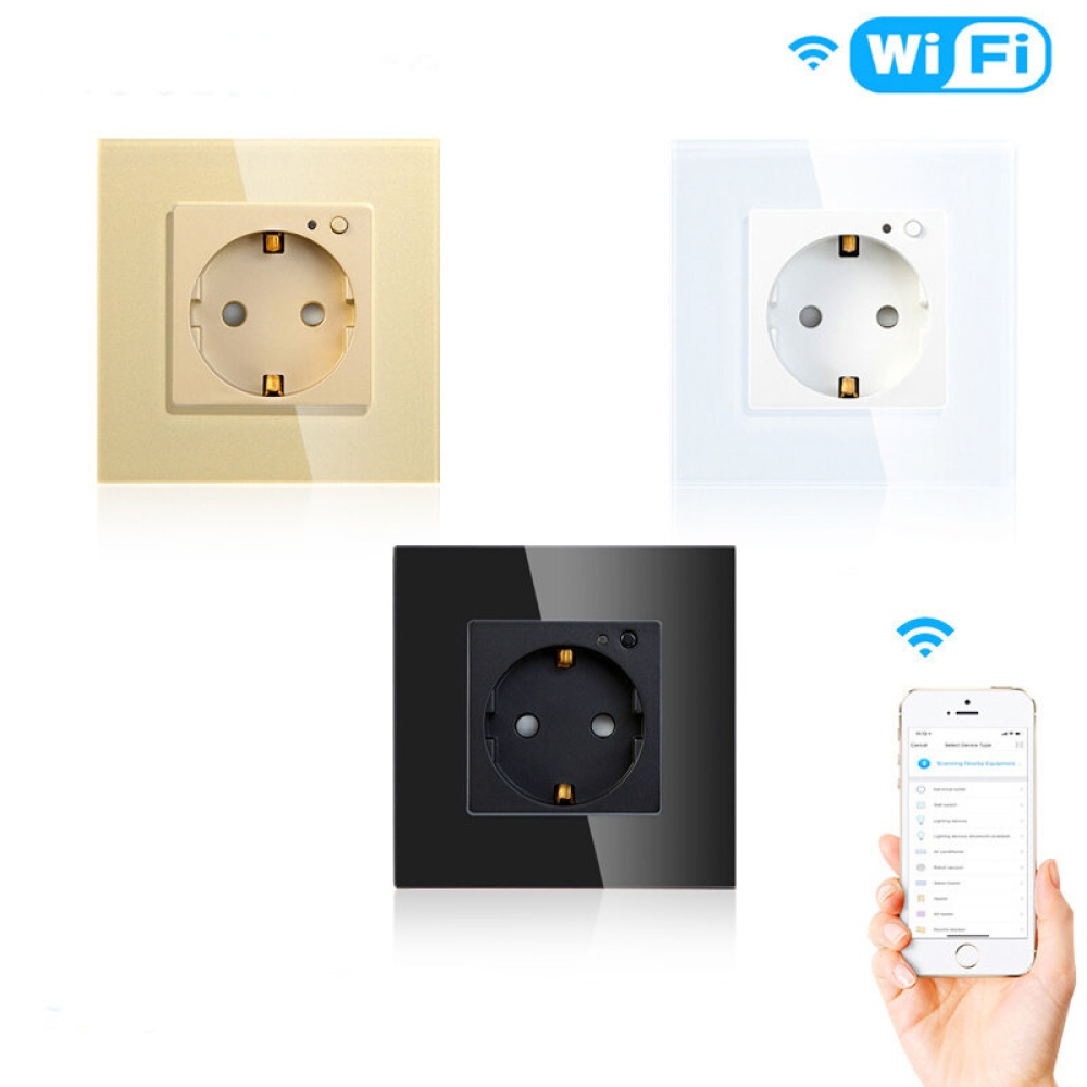 Moeshouse WiFi Smart Wall Socket Outlet Glass Panel Smart Life/Tuya APP Remote Control EU FR UK AU - White FR Plug - Image 2