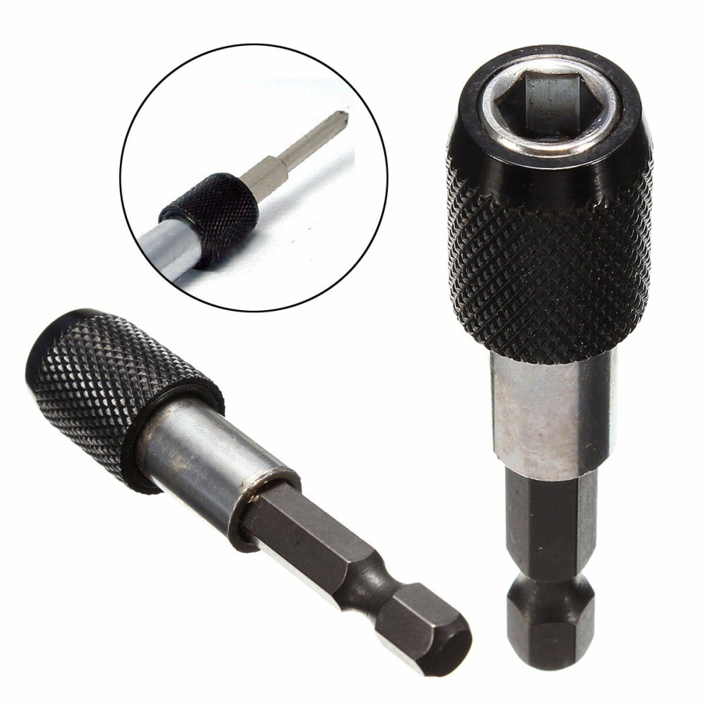 1PC Black 1/4" Hex Shank 60mm Quick Release Magnetic Screwdriver Bit Holder - Image 2