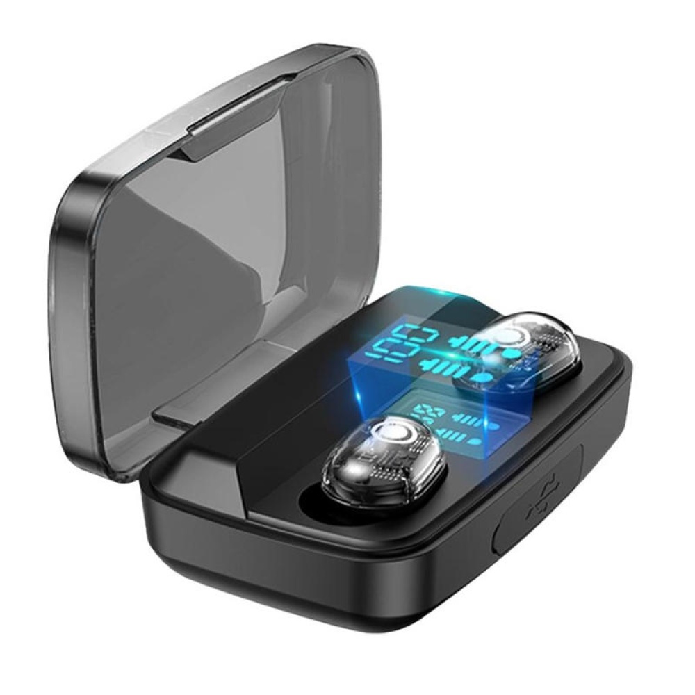Bakeey M13C TWS bluetooth 5.0 Earphone LED Display Touch Control 1800mAh Power Bank Transparent Headphone with Mic - Black