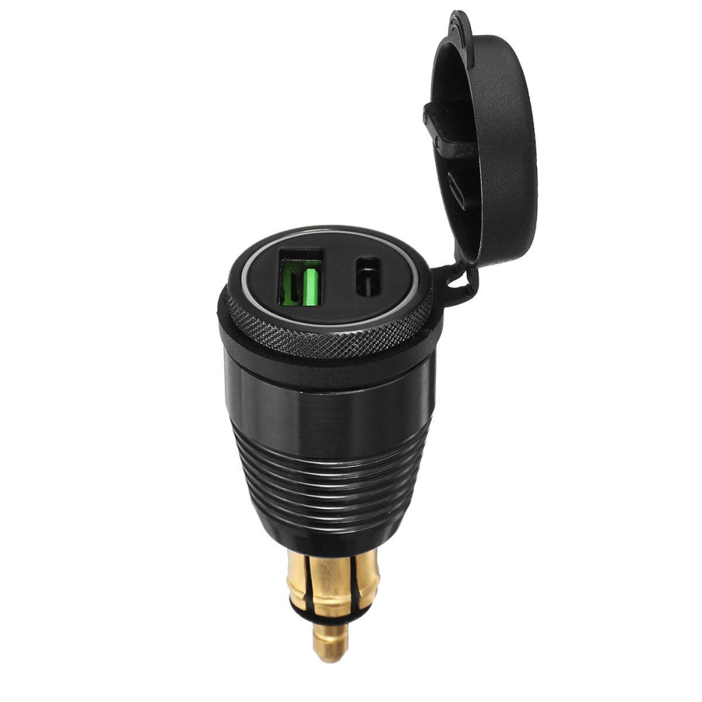 QC3.0 Type-C USB Car Charger Waterproof General Quick USB Charger Socket Charger Blue Light - Gold - Image 2