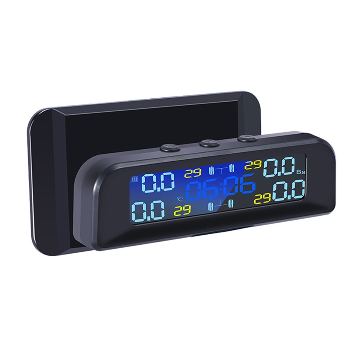 Car TPMS Tyre Pressure System Solar Power LCD Display Clock Time Display - External