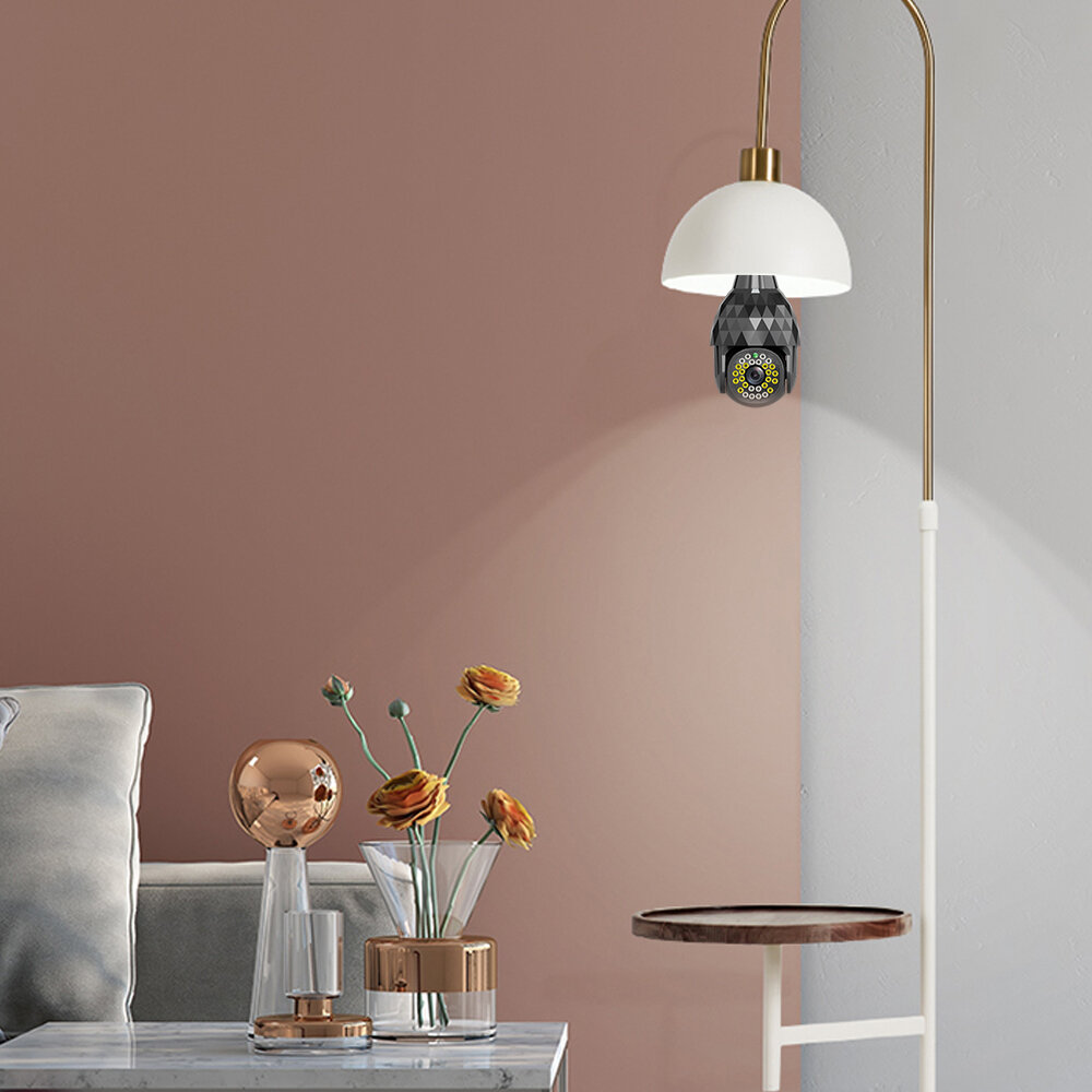 Guudgo WIFI PTZ HD 1080P Surveillance E27 Camera 28 LED Diamond Bulb Ball Camera Smart Dual light Night Vision with E27 Base - Image 2