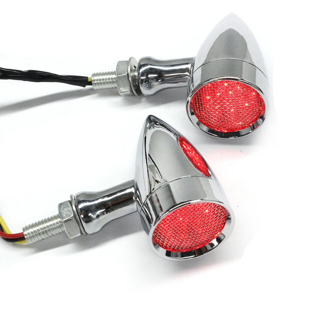 2PCS 12V 15 LED Red Light Motorcycle Turn Signal Lights Universal Aluminum Alloy - Black - Image 2