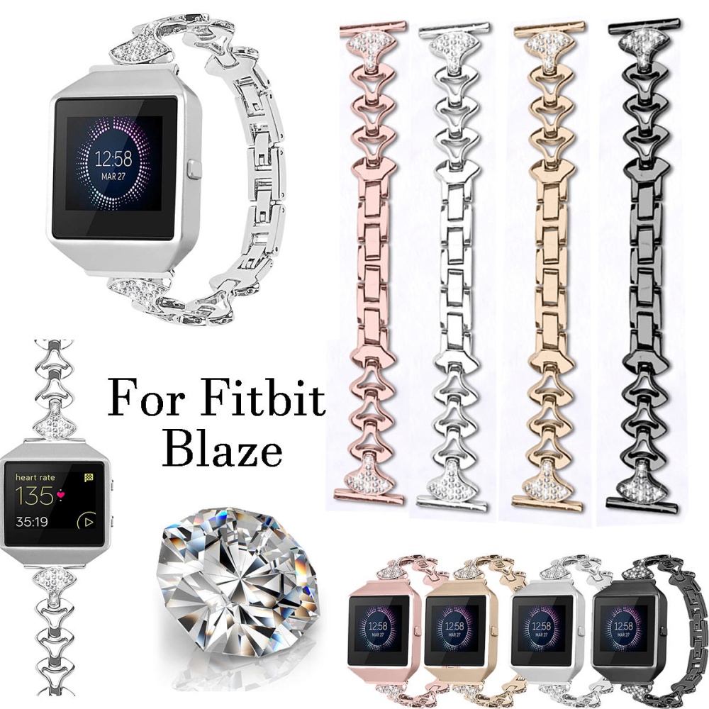 Bakeey Fashionable Replacement Stainless Steel Crystal Chain Watch Band for Fitbit Smart Watch - Black