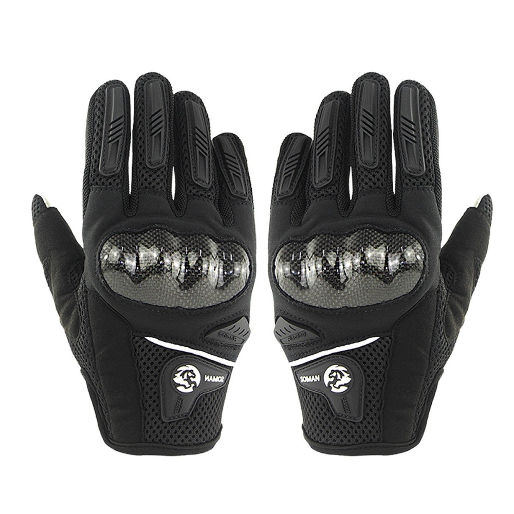 Touch Screen Full Finger Gloves Safety Protection Motorcycle Riding Bike Cycling Sports - Black M - Image 2