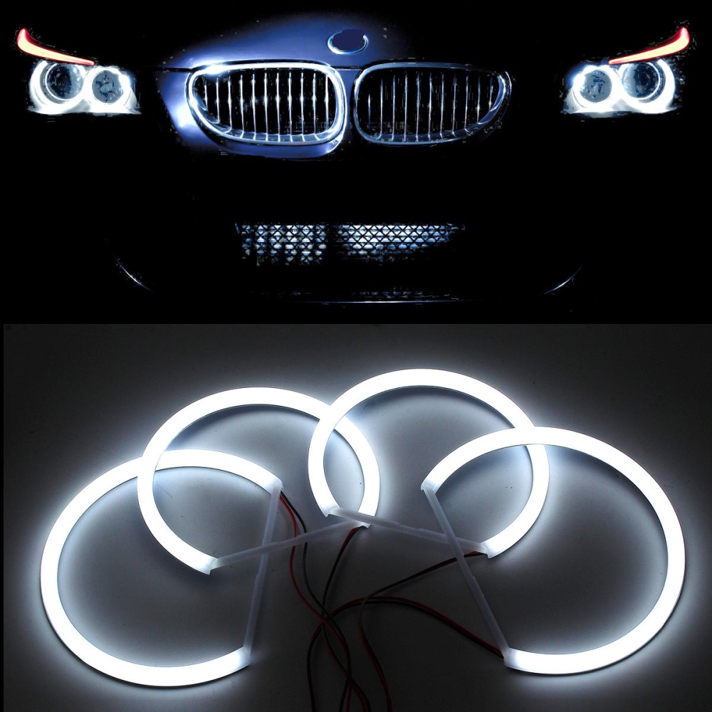 4PCS 131+146mm Cotton Light White LED Angel Eye Halo Ring Headlights For BMW E46 - Image 2