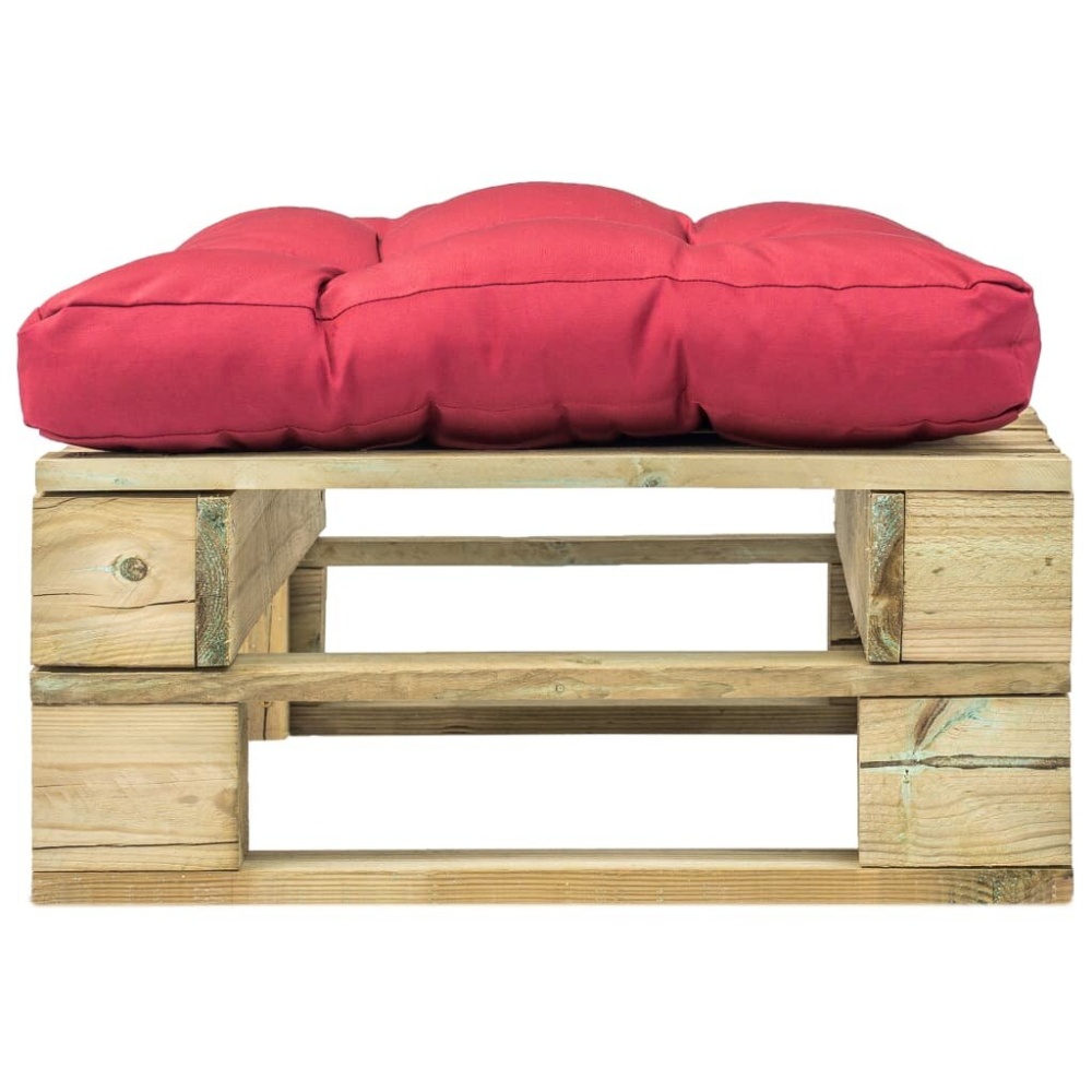 Garden pouf with red cushion pallet wood green - Image 2