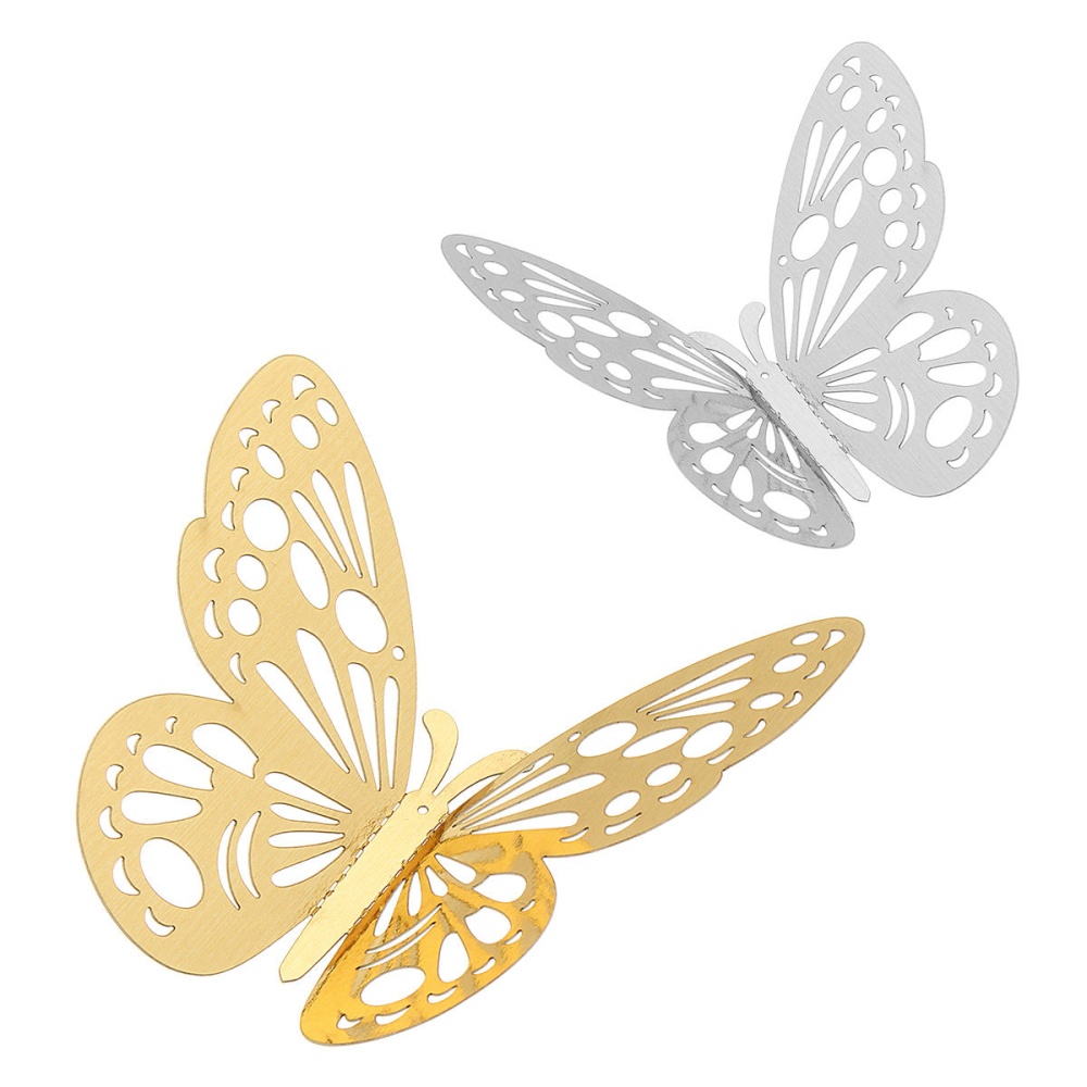 12Pcs 3D Butterfly Wall Sticker Home Decor DIY Butterfly Fridge Sticker Party Wedding Room Decor - Gold - Image 2