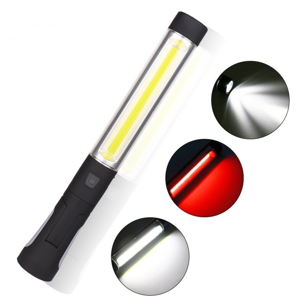 Enusic 360° Hook Rechargeable COB LED Work Light Magnetic White Red Torch Hand Flashlight Inspection Lamp