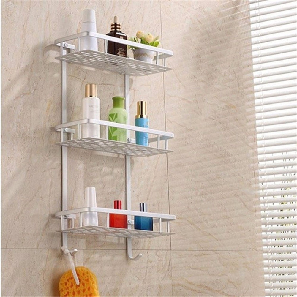 Hollow Out Aluminium Bathroom Kitchen Storage Rack Commodity Shelf Sundries Holder - #003 - Image 2