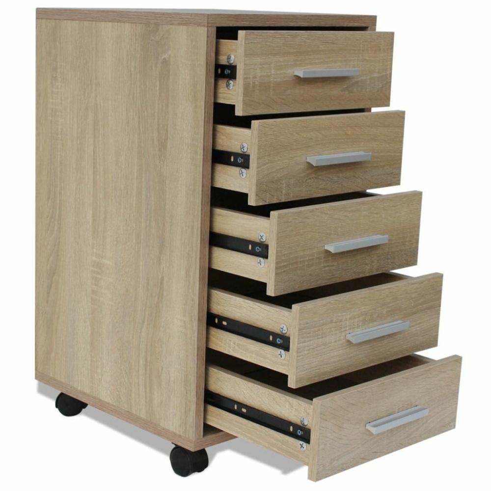 Office drawer unit on wheels 5 drawers oak - Image 2