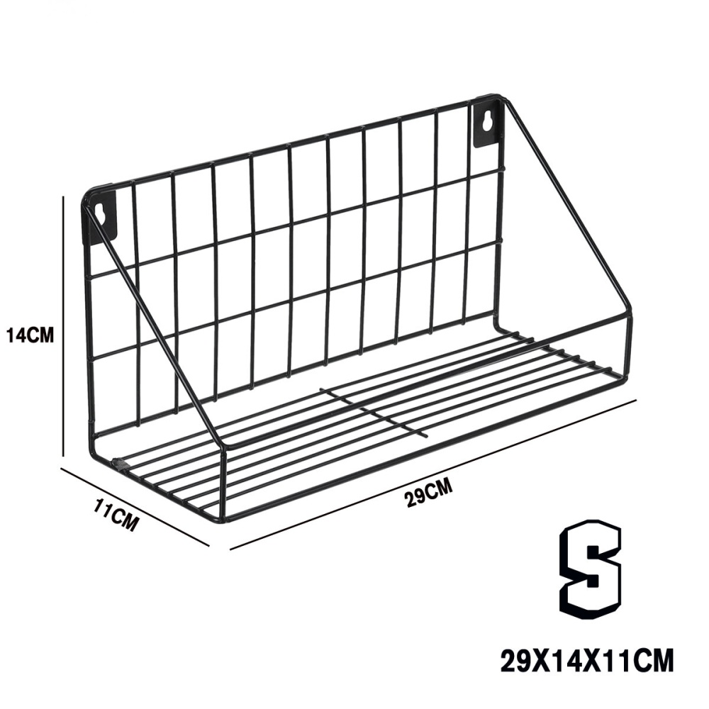 Vintage Industrial Wall Mounted Shelf Unit Metal Wire Floating Wood Shelf Rack Shelves For Home Office Studying - S - Image 2