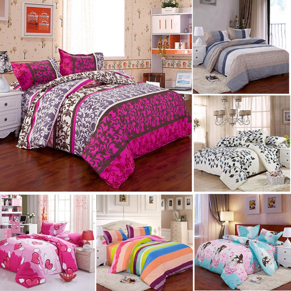 3 Or 4pcs Cotton Blend Mix Patterns Paint Printing Bedding Sets Twin Full Queen Size - Queen Size 10 - Image 2