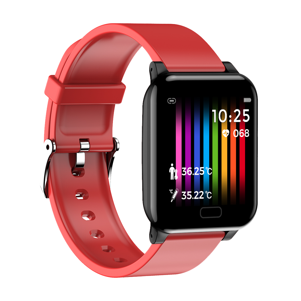 SENBONO L8 1.3 inch HD Touch Screen Real-Time Body Ambient Temperature Heart Rate Monitor Breathe Training Call Reject Smart Watch - Black