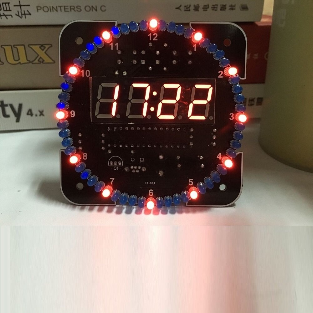 SSY C51 Microcontroller Light Control Clock Kit Temperature DS1302 Rotating LED Running Light DIY Production Parts - Red - Image 2