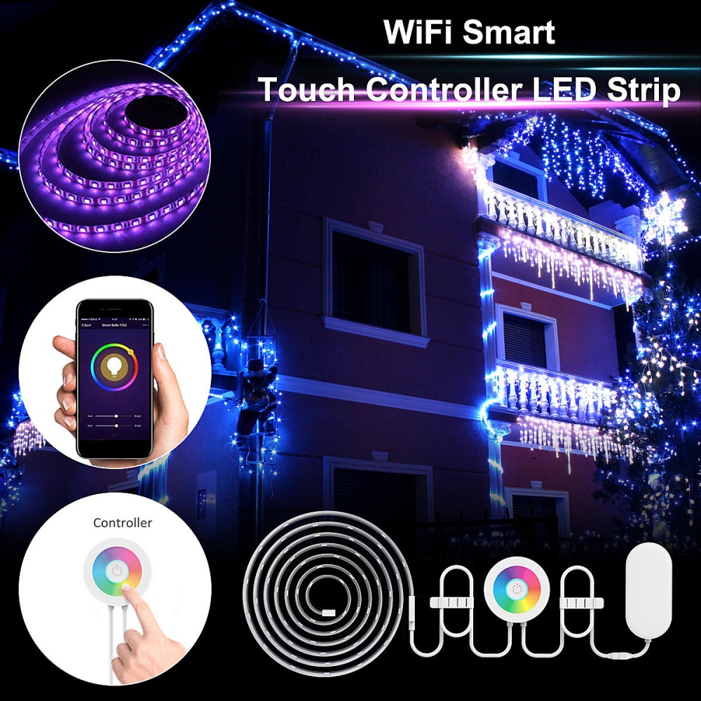 2M Waterproof SMD5050 RGB Smart WIFI LED Strip Light Work With Alexa Echo Voice Control DC12V - UK Plug - Image 2