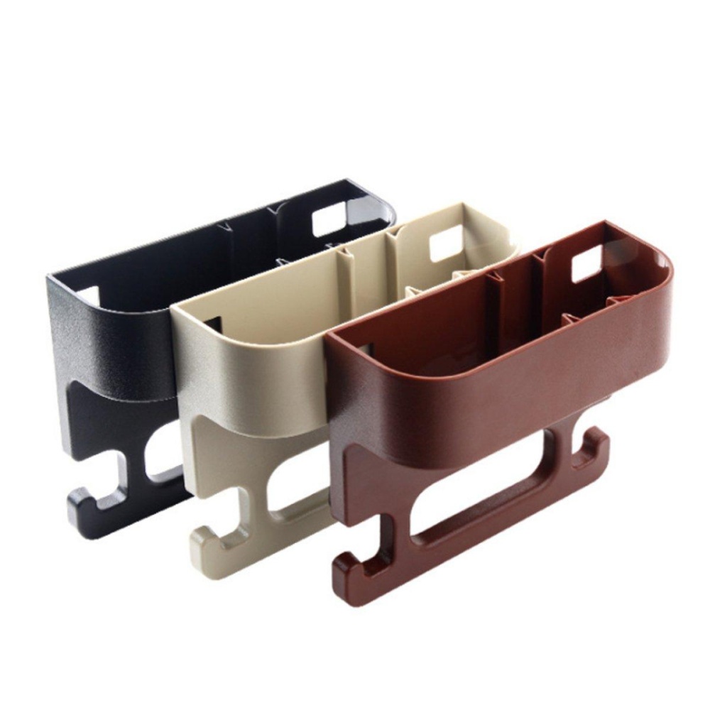 Plastic Car Seat Crevice Back Storage Box Seat Gap Filler Multifunctional Handrail Hanger Hook - Coffee - Image 2