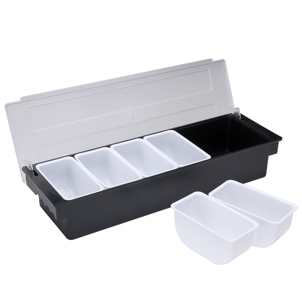 6 Compartment Divided Fruit Food Storage Case Box Kitchen Storage Container Garnish Crisper - Image 2