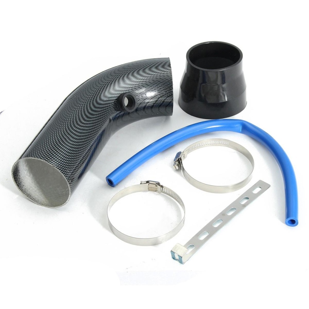 Universal Inlet Aluminum Auto Cold Car Intake Hose Pipe Kit - Blue - Image 2