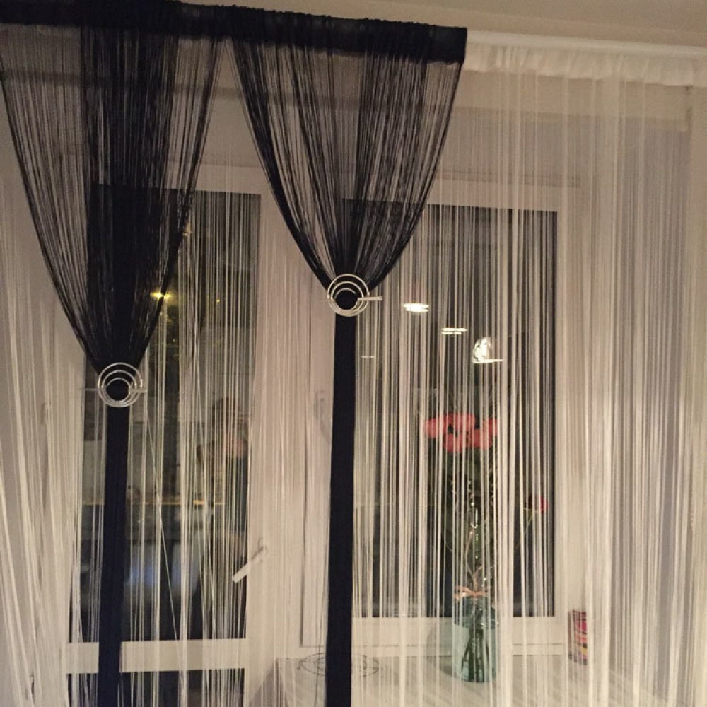 Honana WX-C5 1mx2m String Curtains Door Window Panel Divider Yarn Line Tassel Curtaion Drape Home Decor - Champagne - Image 2