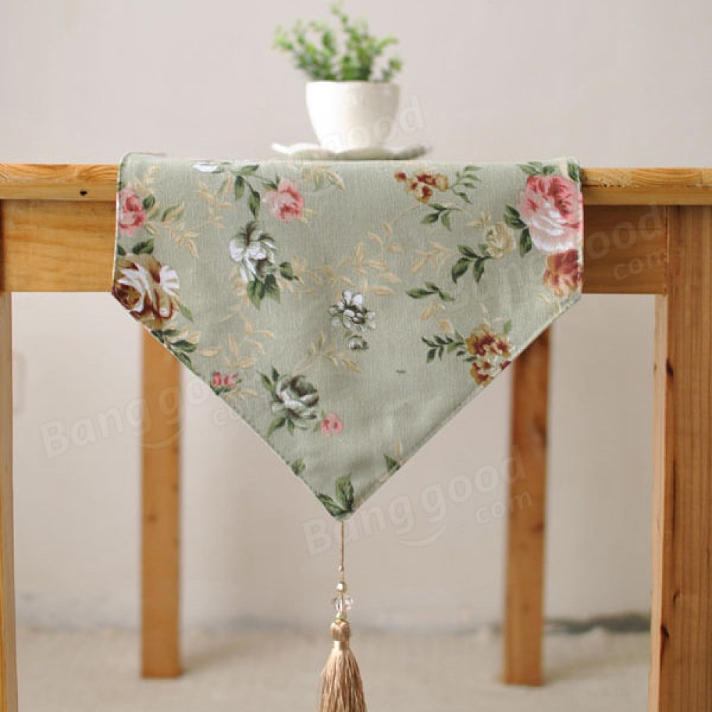 Elegant Rose Cotton Linen Table Runner Desk Cover Heat Insulation Bowl Pad Tableware Mat - 30*200cm - Image 2