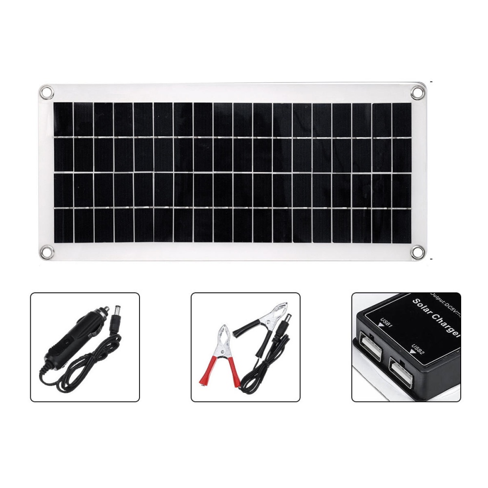 20W 18V Dual USB Portable Durable Solar Panel with 4XSuckers & Cables - Image 2