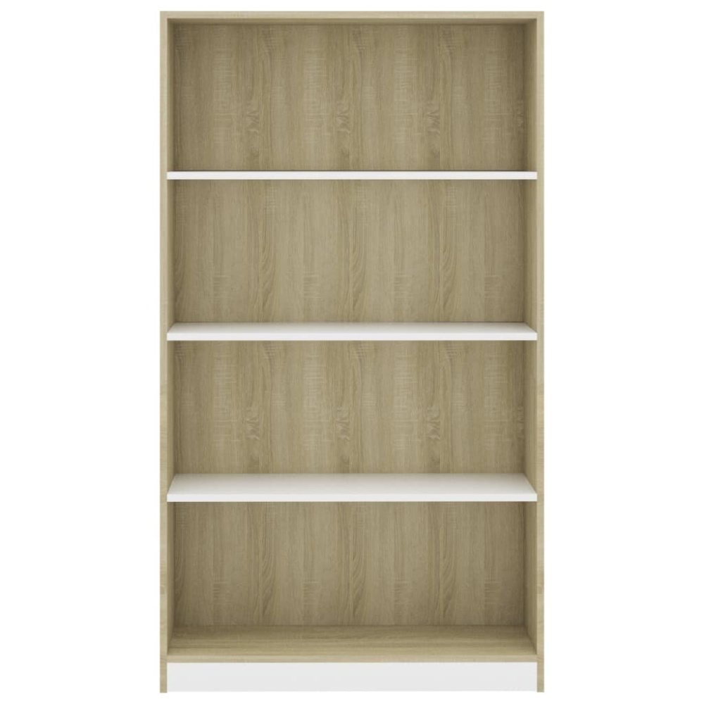 4-Tier Book Cabinet White and Sonoma Oak 31.5"x9.4"x55.9" Chipboard - Image 2