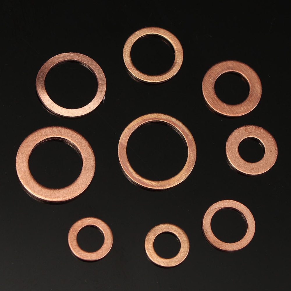 200Pcs Solid Copper Washer Sump Plug Assorted Flat Sealing Washer Kit 9 Sizes - Image 2