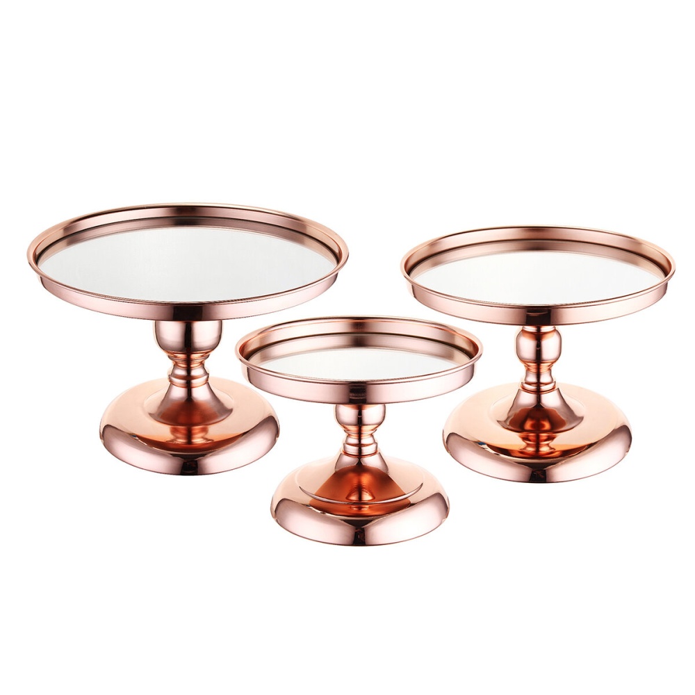 20/25/30CM Metal Cake Cupcake Food Stand Round Wedding Party Display Holder Decorations - 8 Inches Rose Gold - Image 2