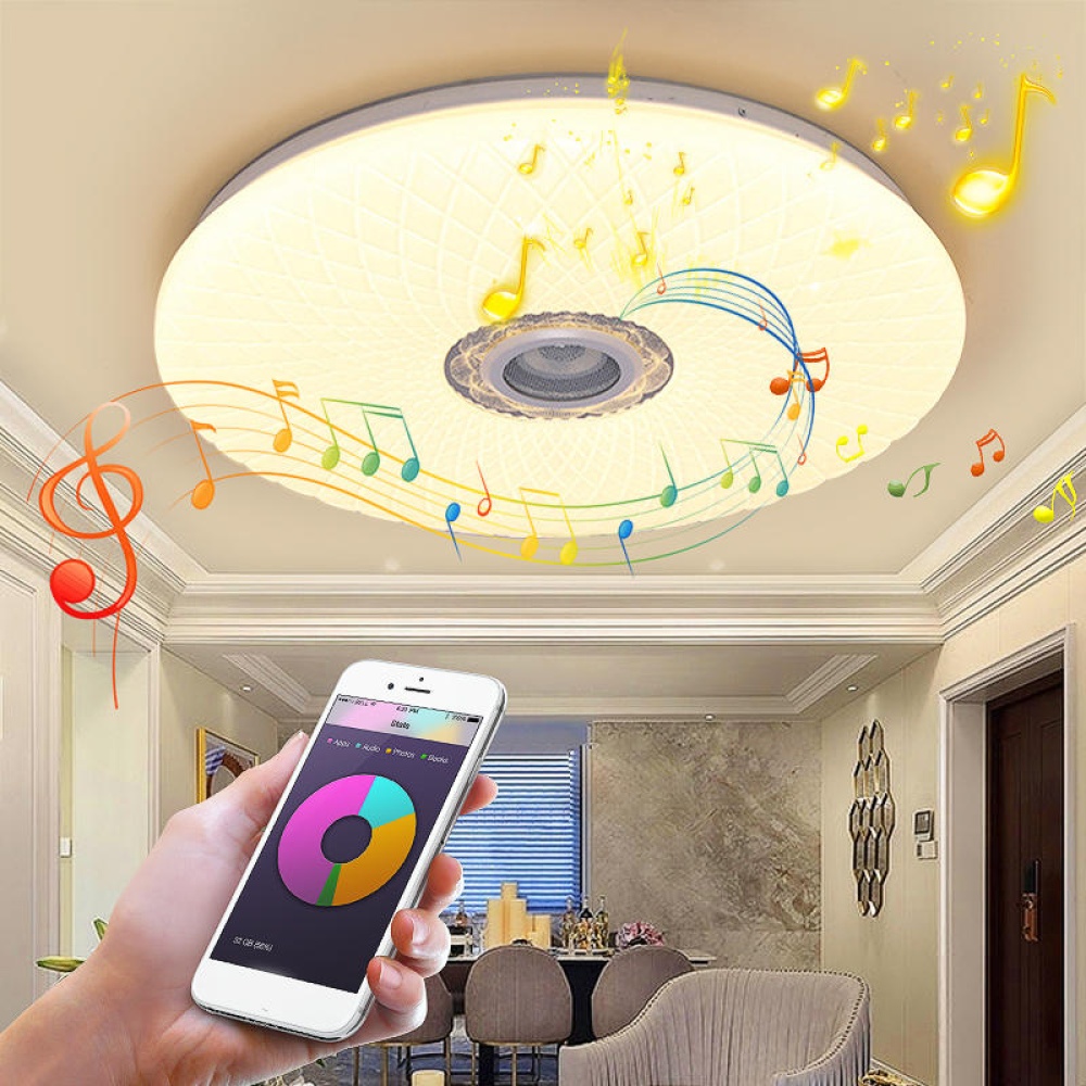 60W Smart LED Ceiling Light RGB bluetooth Music Speaker Dimmable Lamp APP Remote - 36W 220V APP Control - Image 2