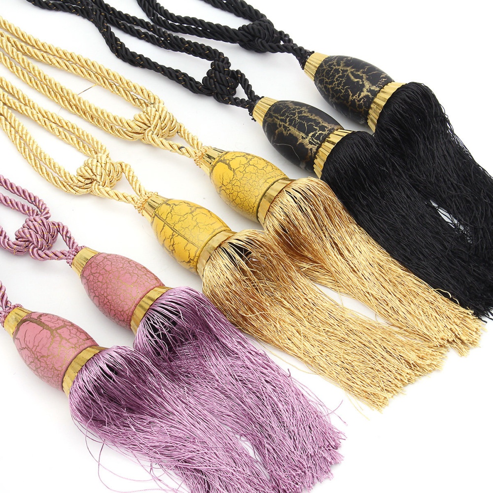 2Pcs Tassel Rope Window Curtain Tie Backs Buckles Tie Backs Holdbacks Pendant - Purple - Image 2