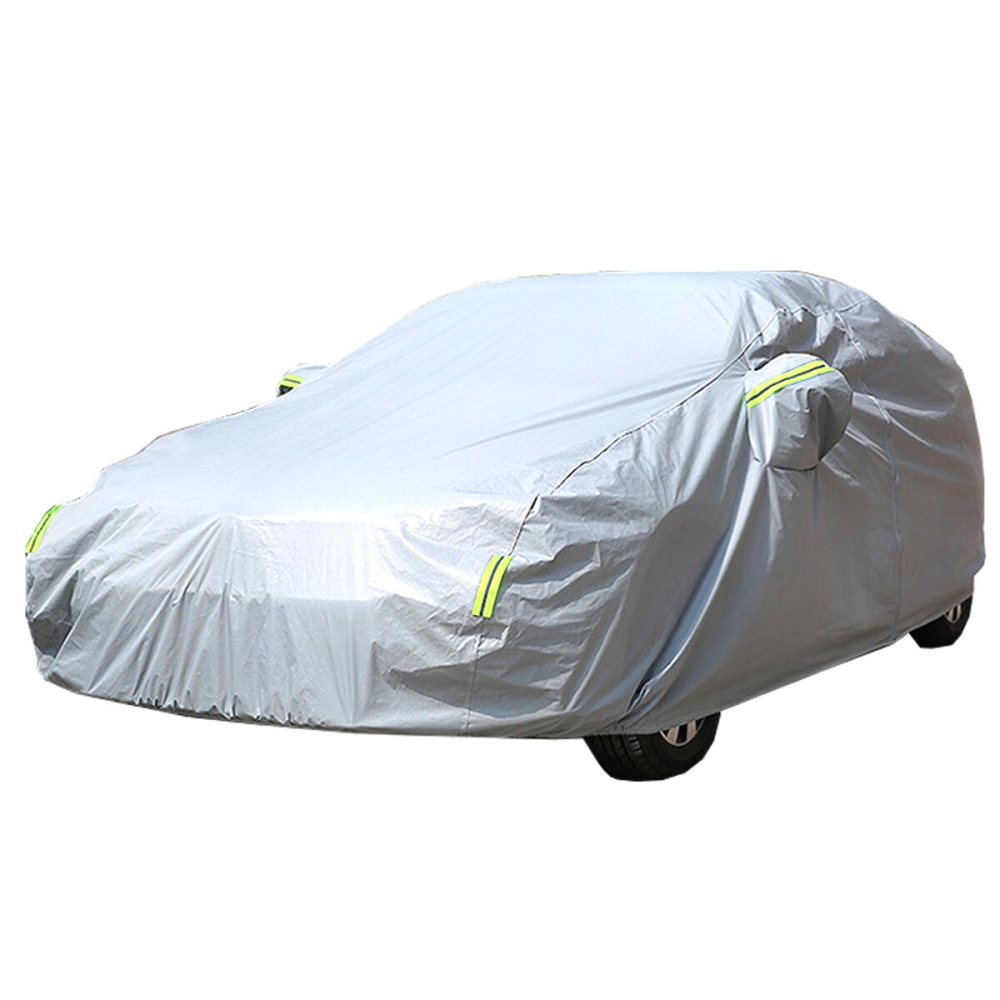 210T Silver Coated Car Cover Dustproof Sunscreen Rainproof Car Protected Full Cover - M - Image 2