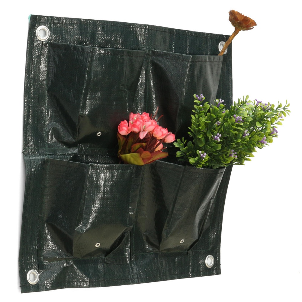 4 Pockets Home Garden Balcony Plant Bags Hanging Flower Pot PE Planting Grow Bag - Image 2