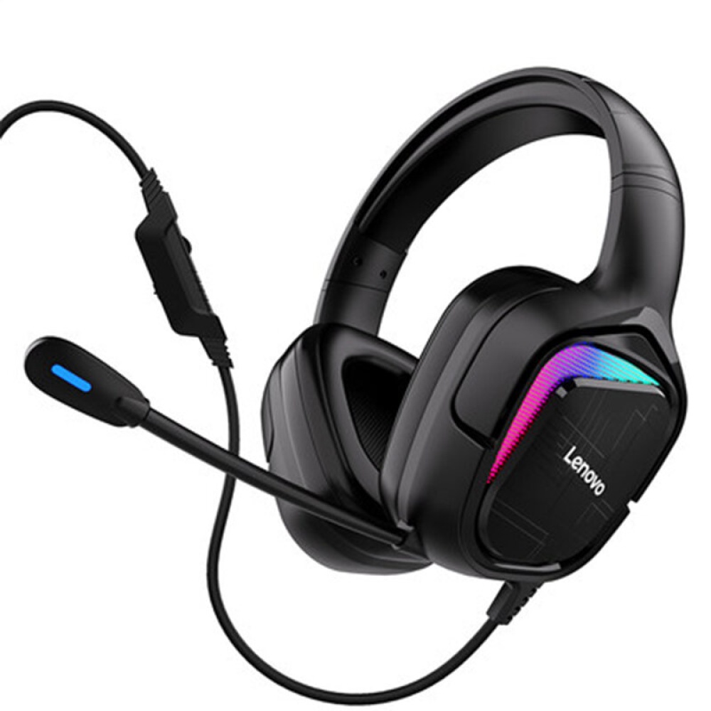 Lenovo G70B Gaming Headphones 50mm Drivers Surround Sound Bass USB Head-Mounted Wired Headset with Mic - Black