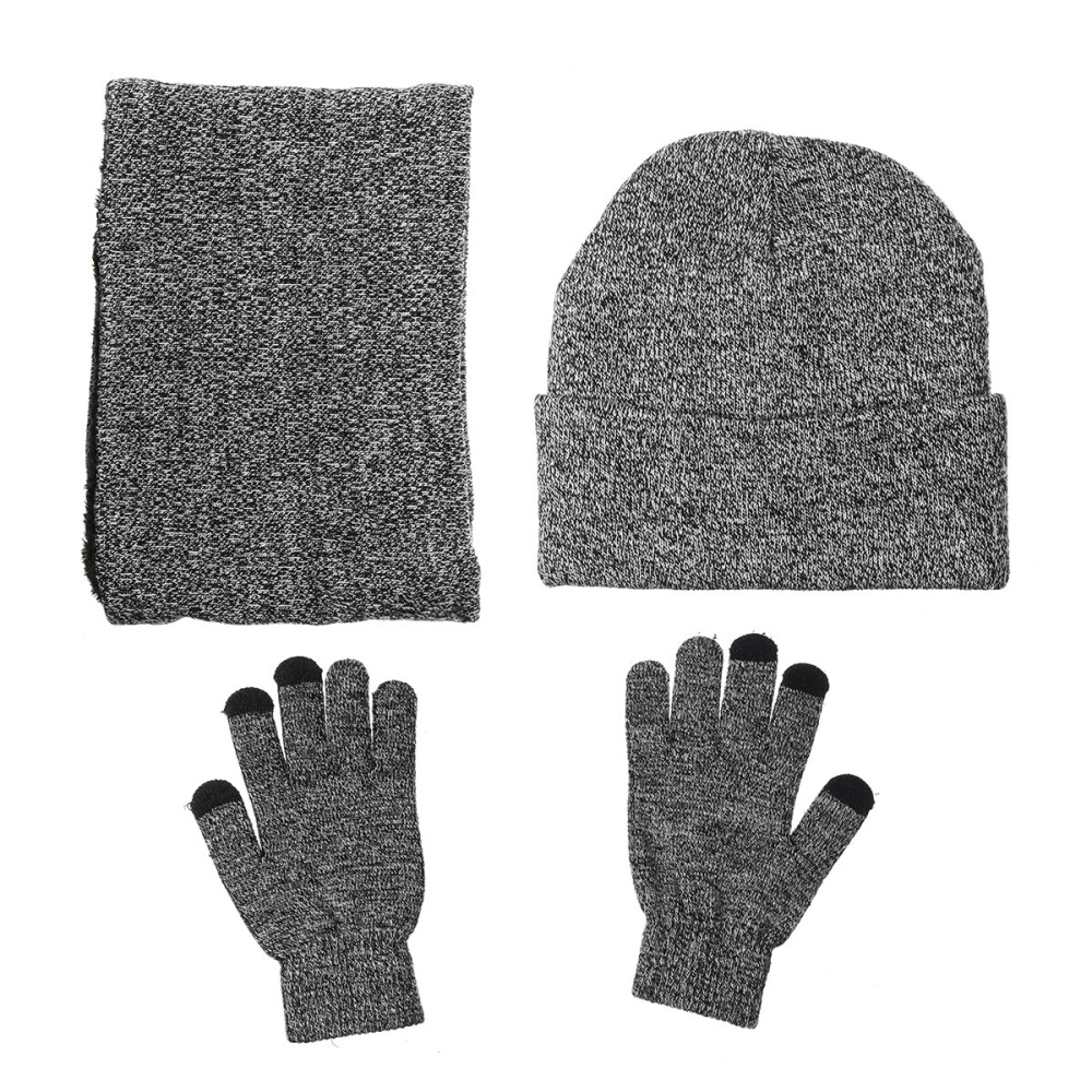 3 IN 1 Winter Beanie Hat Knitted Scarf Set Cap+Touch Screen Ski Thick Gloves - 1 - Image 2