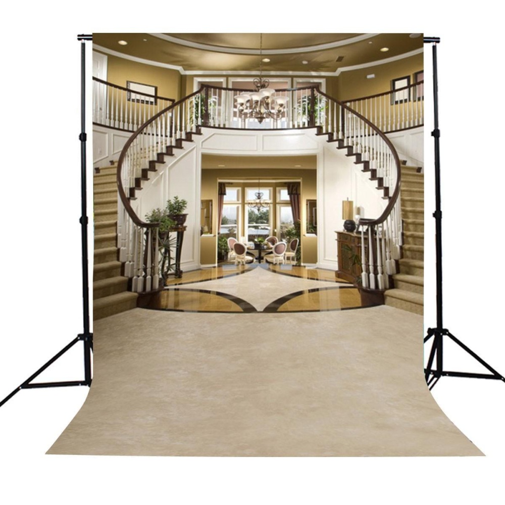 5x7FT Vinyl Castle Stairs Indoor Photography Backdrop Background Studio Prop - Image 2