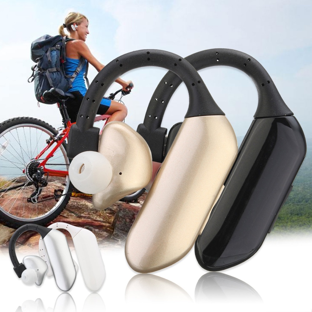 Business Single Ear Hanging Wireless bluetooth Earphone Headphone - Gold