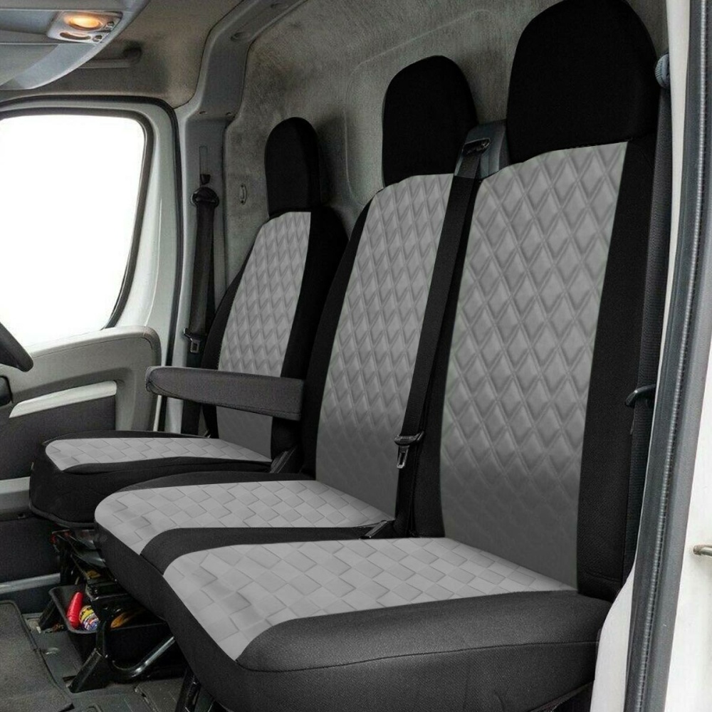 2+1 Seat Covers Protector Soft Fabric Diamond Look For Ford Transit Custom Van - Image 2