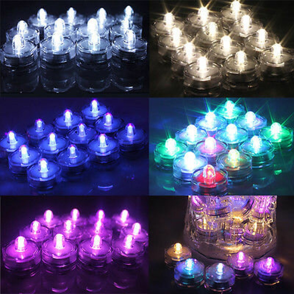 12Pcs Waterproof Flameless Electronic Colorful Wedding Chirstmas Decoration Vase Candle Lights - Yellow - Image 2